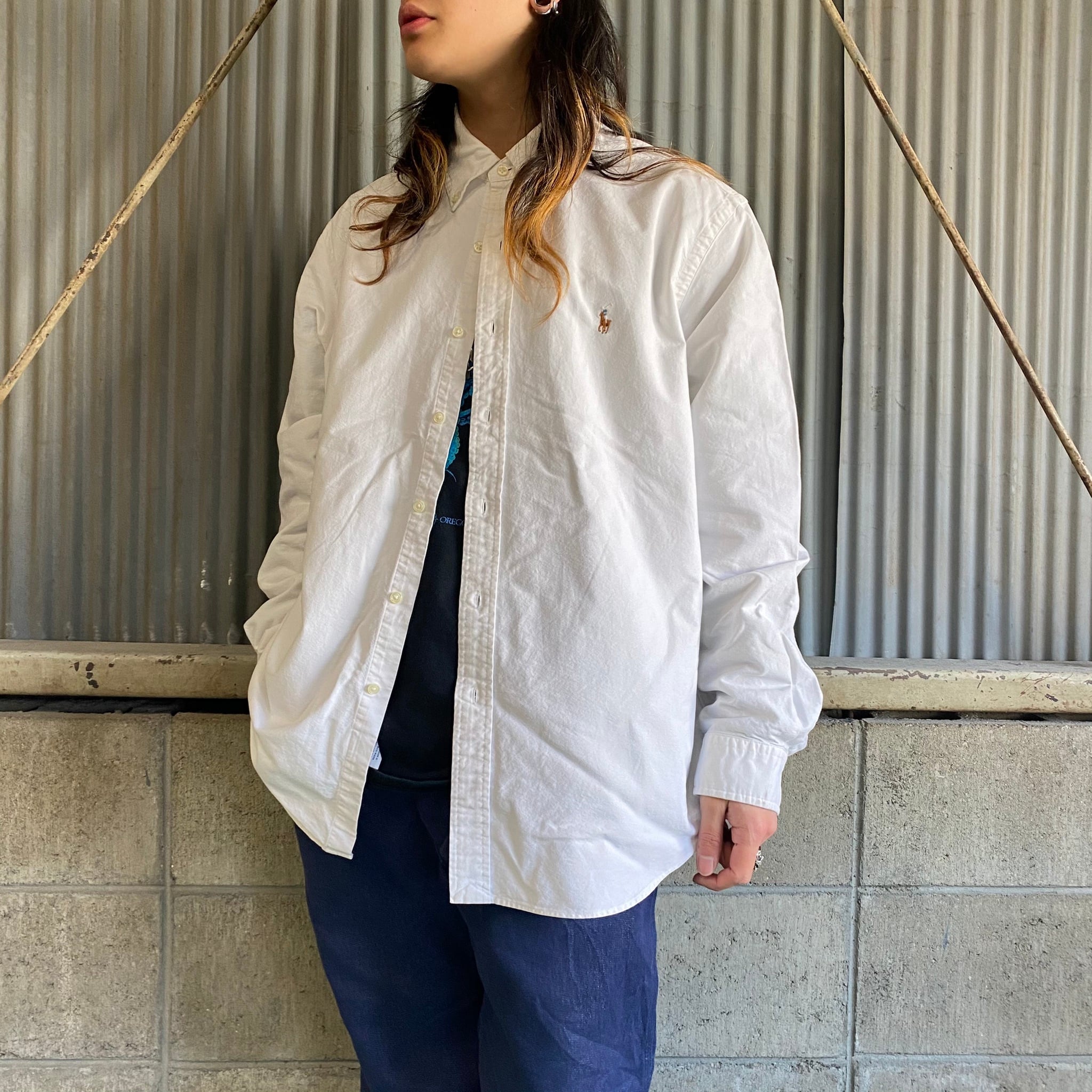 Ralph Lauren ラルフローレン 長袖 ボタンダウンシャツ メンズxl 古着 オックスフォードシャツ ホワイト 白 長袖シャツ Cave 古着屋 公式 古着通販サイト