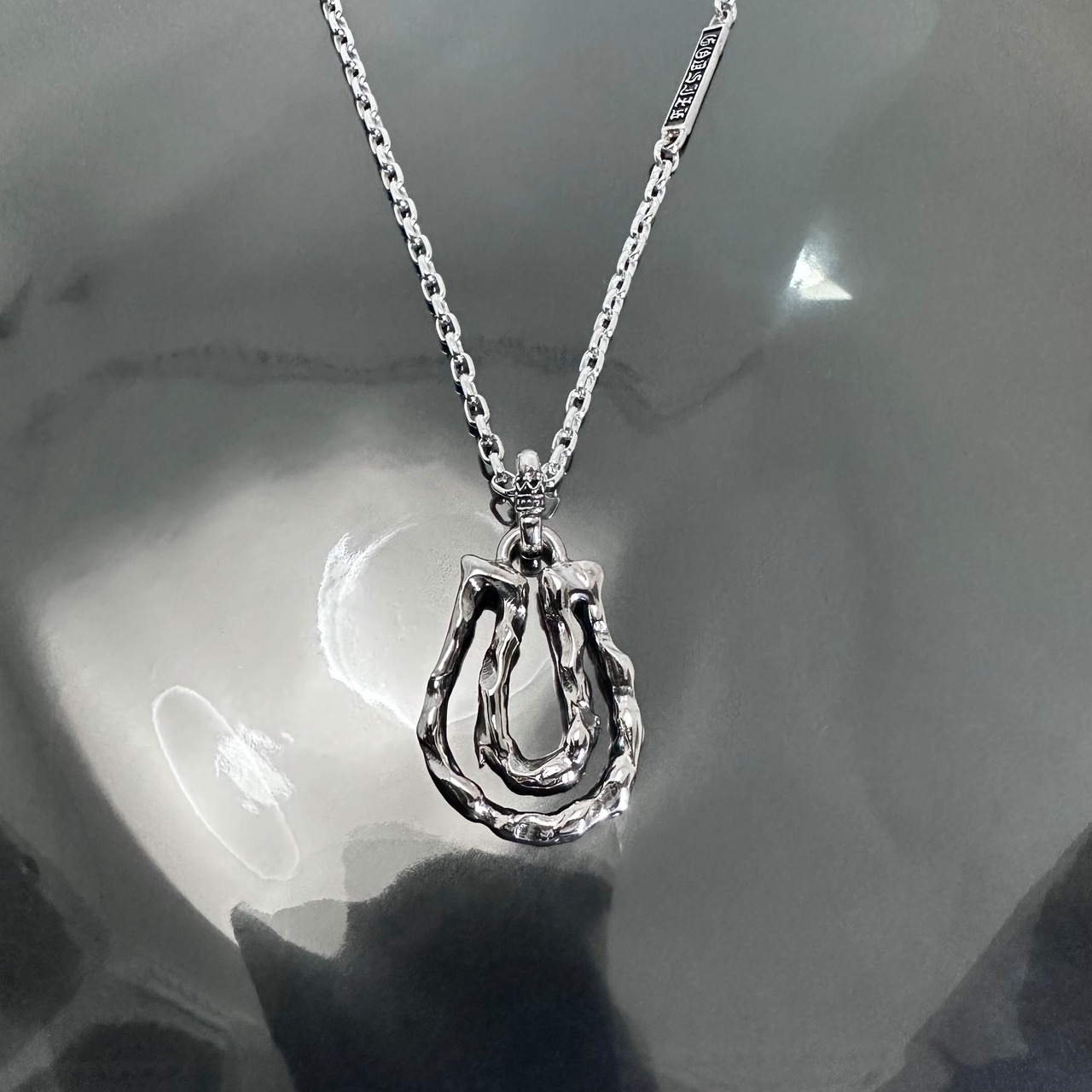 OPEN HORSESHOE LARGE #2 with GODSIZE® I.D. TAG NECKLACE XL / オープンホースシューラージ#2ネックレス ゴッドサイズ® I.D.タグXL
