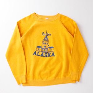 【極美品】60s special vintage raglan sweat shirt "ALASKA" made in USA fade yellow about size S ／ 60年代 ヴィンテージ  長袖 ラグラン袖 スウェットシャツ トレーナー USA製 実寸S フェード イエロー