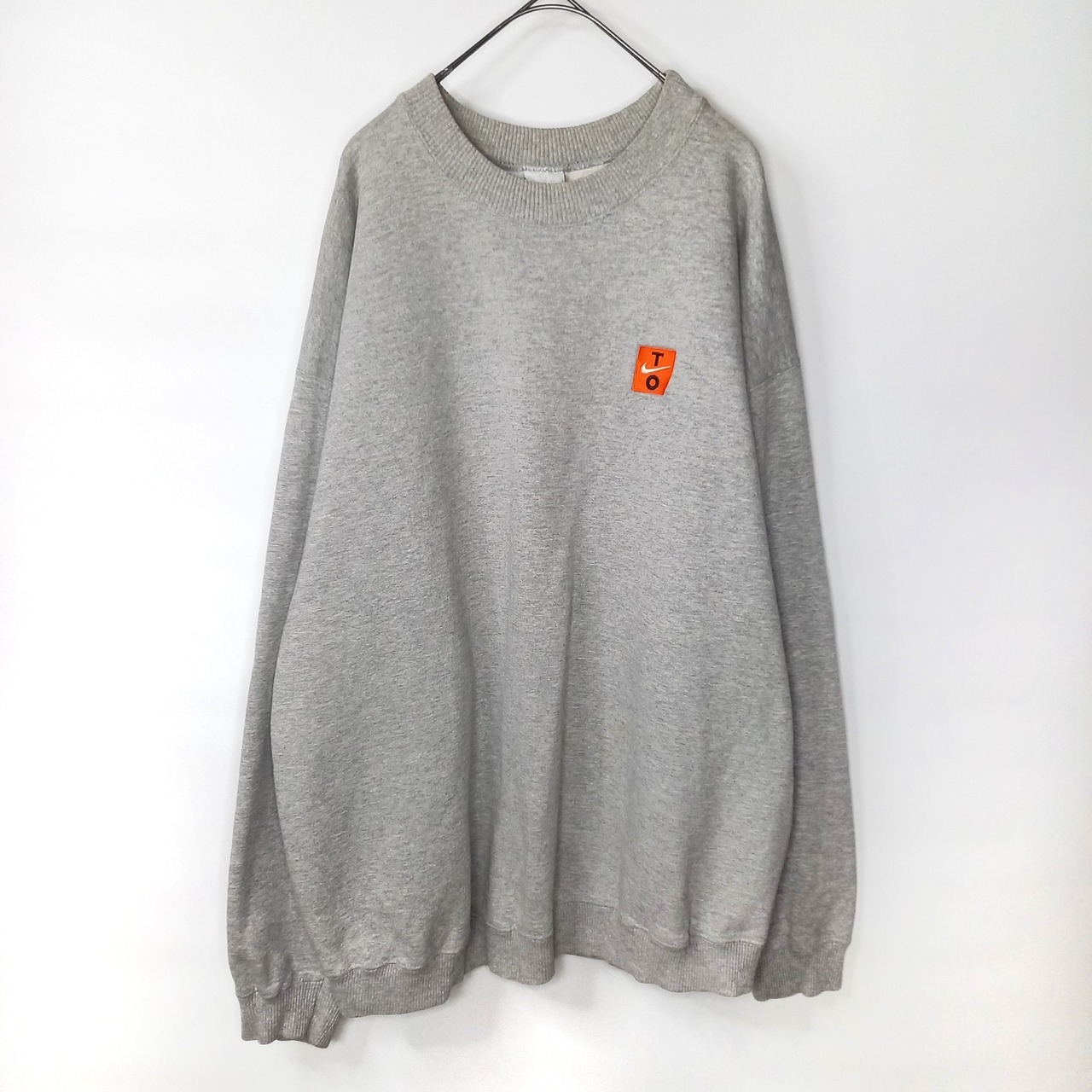 90s　カナダ製　ナイキ　スウェット　プルオーバー　刺繍ロゴ　グレー　XL