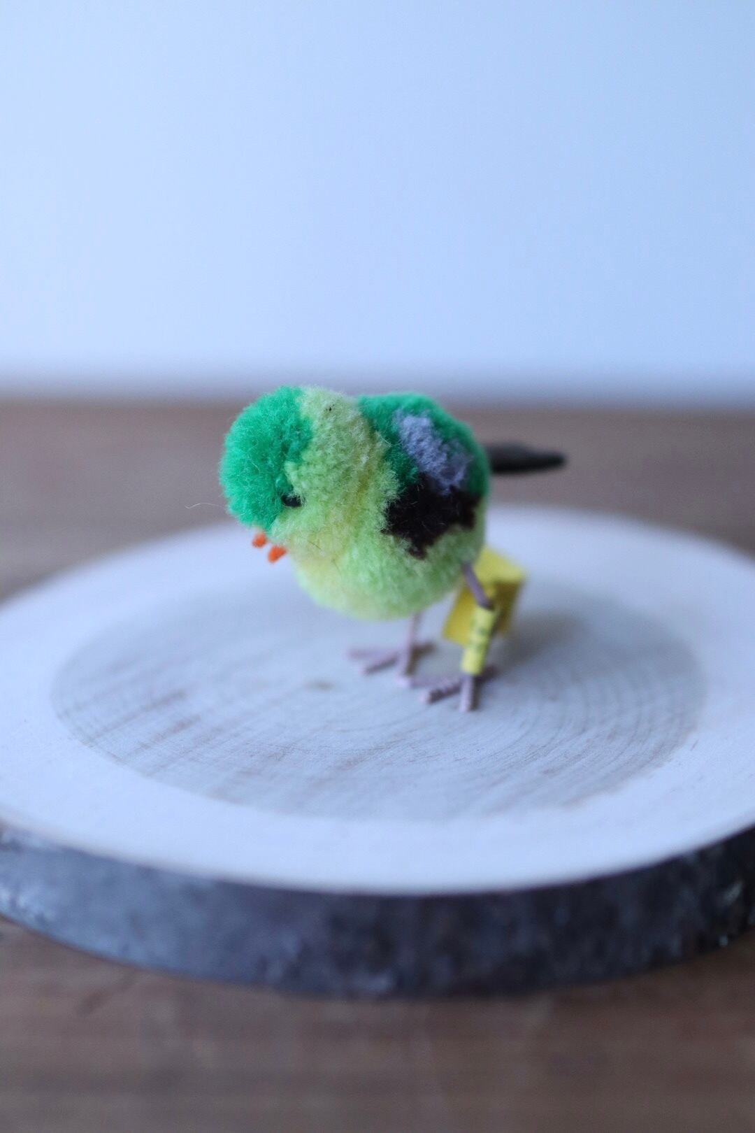 ヴィンテージ シュタイフ ポンポン バード 4㎝(グリーン) Steiff Woolen Bird