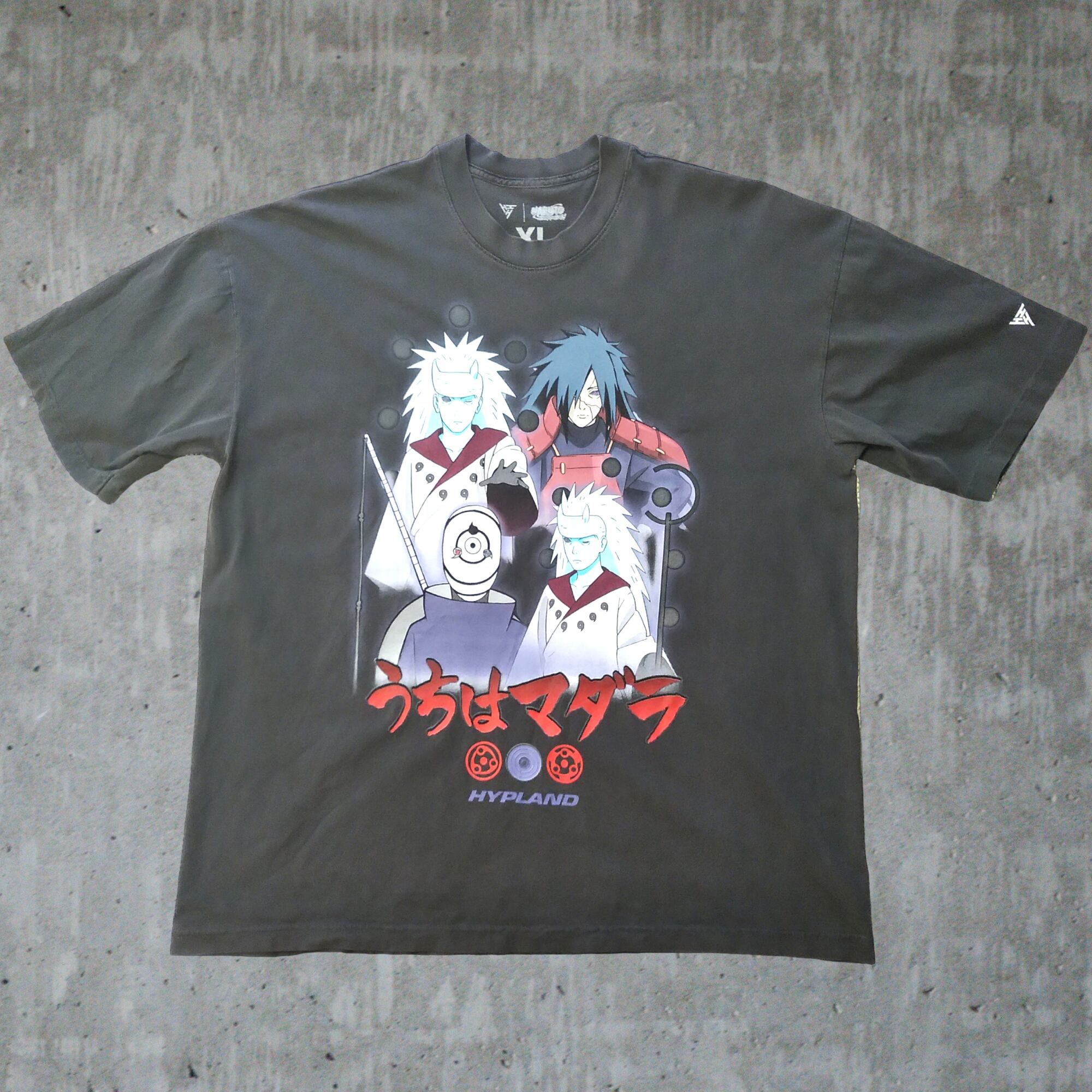 古着 ナルト Tシャツ XL グレー うちはマダラ アニメT naruto | GOLD