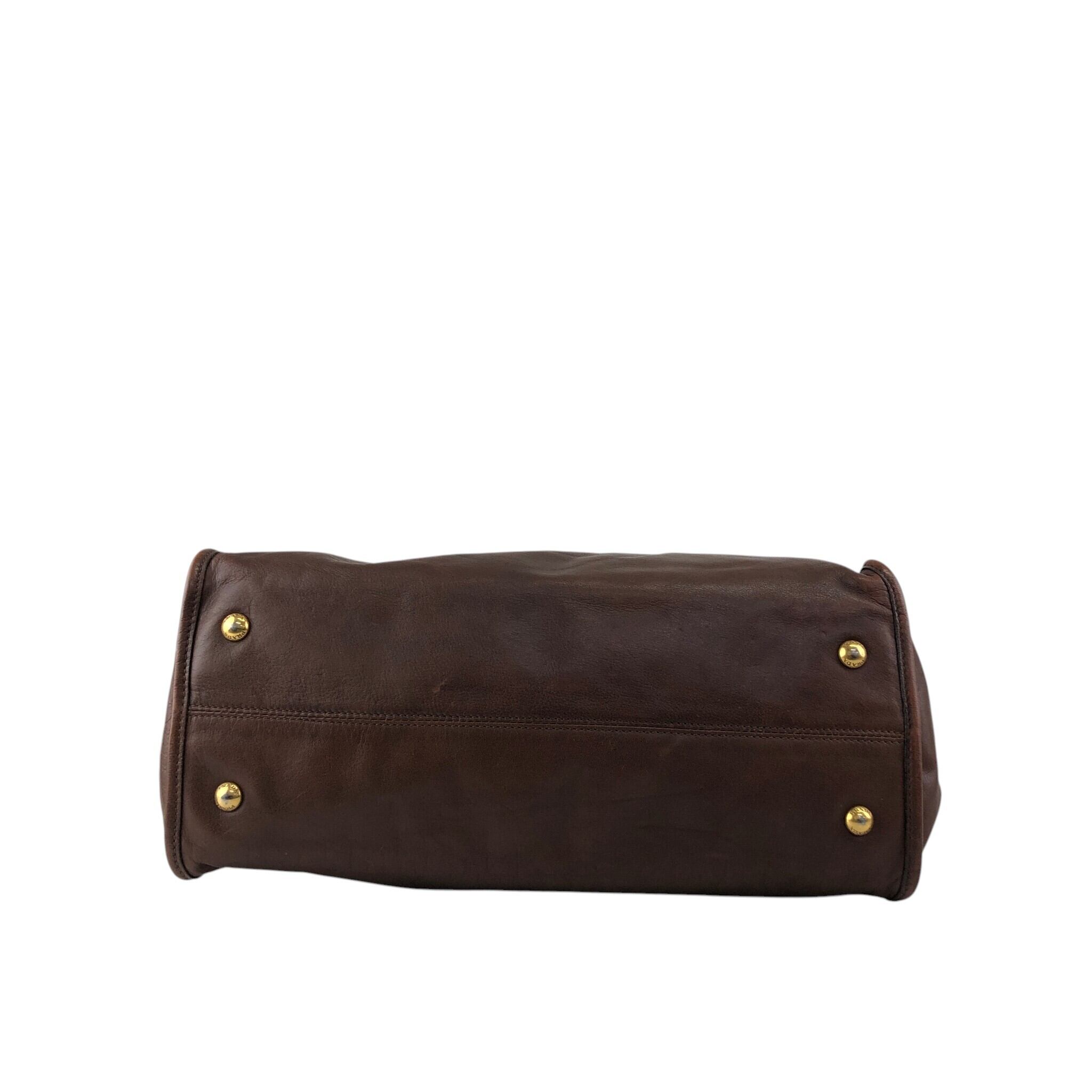PRADA プラダ トートバッグ ブラウン ロゴ レザー vintage