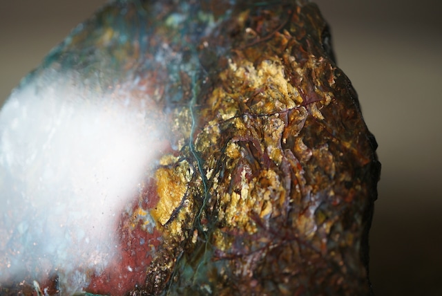 インドネシア産コラウッド(珪化木/クリソコラ/自然銅等) Petrified Wood with Blue Opal and Native Copper 1621