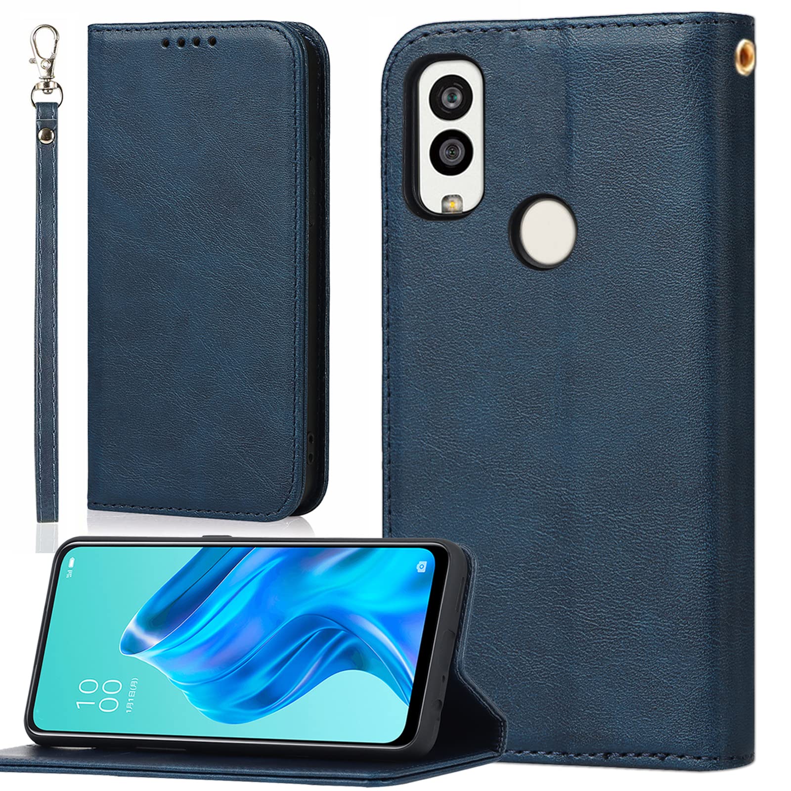 京セラ適用 Android One S10 / S9 ケース 手帳型 ストラップ アンドロイド ワン エス10 手帳 ケース ones10ケース androidones9 カバー アンドロイドワン エス9 スマホケース 携帯カバー 適用 【BonwFzin】 PU レザー ストラップホール付き マグネット フリップ カードケース カード収納 タンド 落ち着いた色 レトロ レッド