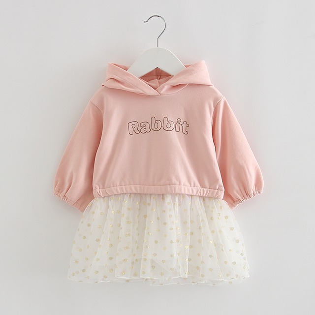 キラキラチュールのうさ耳フードワンピース