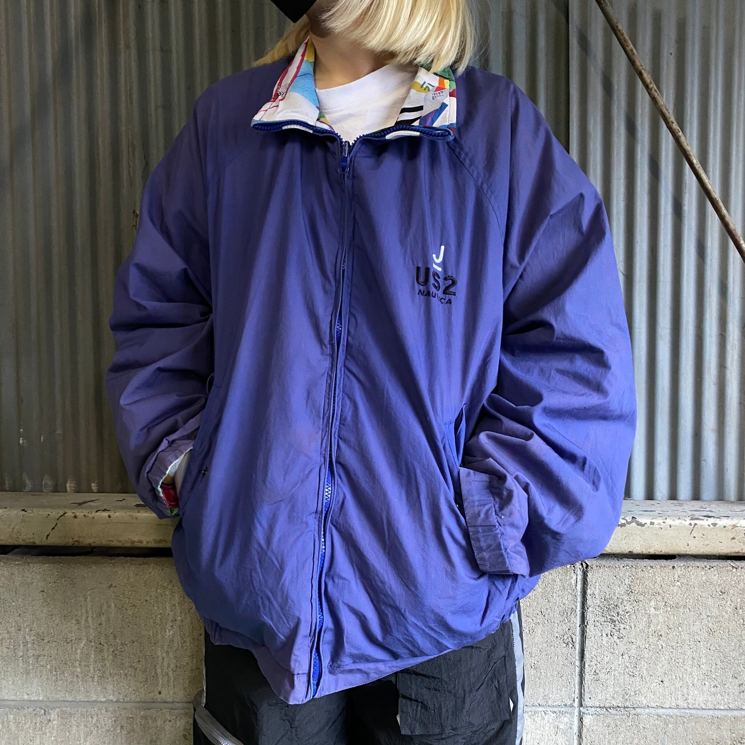 レア 90年代 NAUTICA ノーティカ J-US2 リバーシブル コットン  