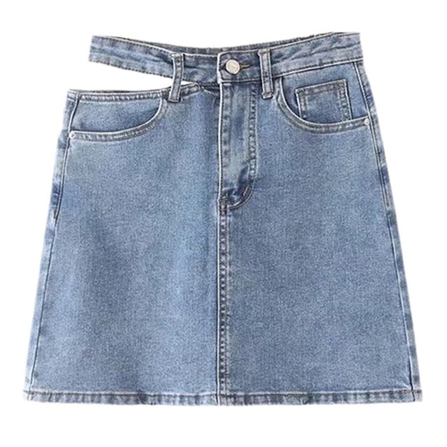Waist cut denim skirt :1188
