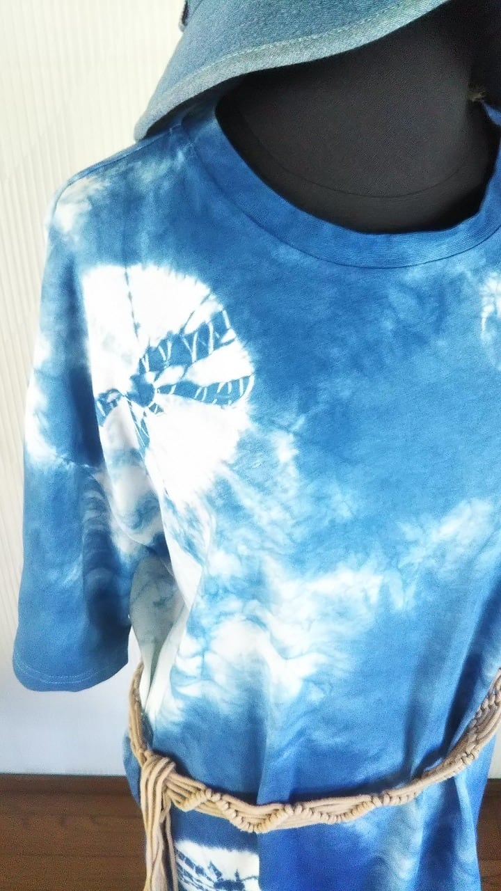 本 藍染め 手絞り ベビー 服 男女 長袖Tシャツ＆パンツ 90 本 藍染 手絞り ベビー 服 男女 コットン綿100％ 長袖 90