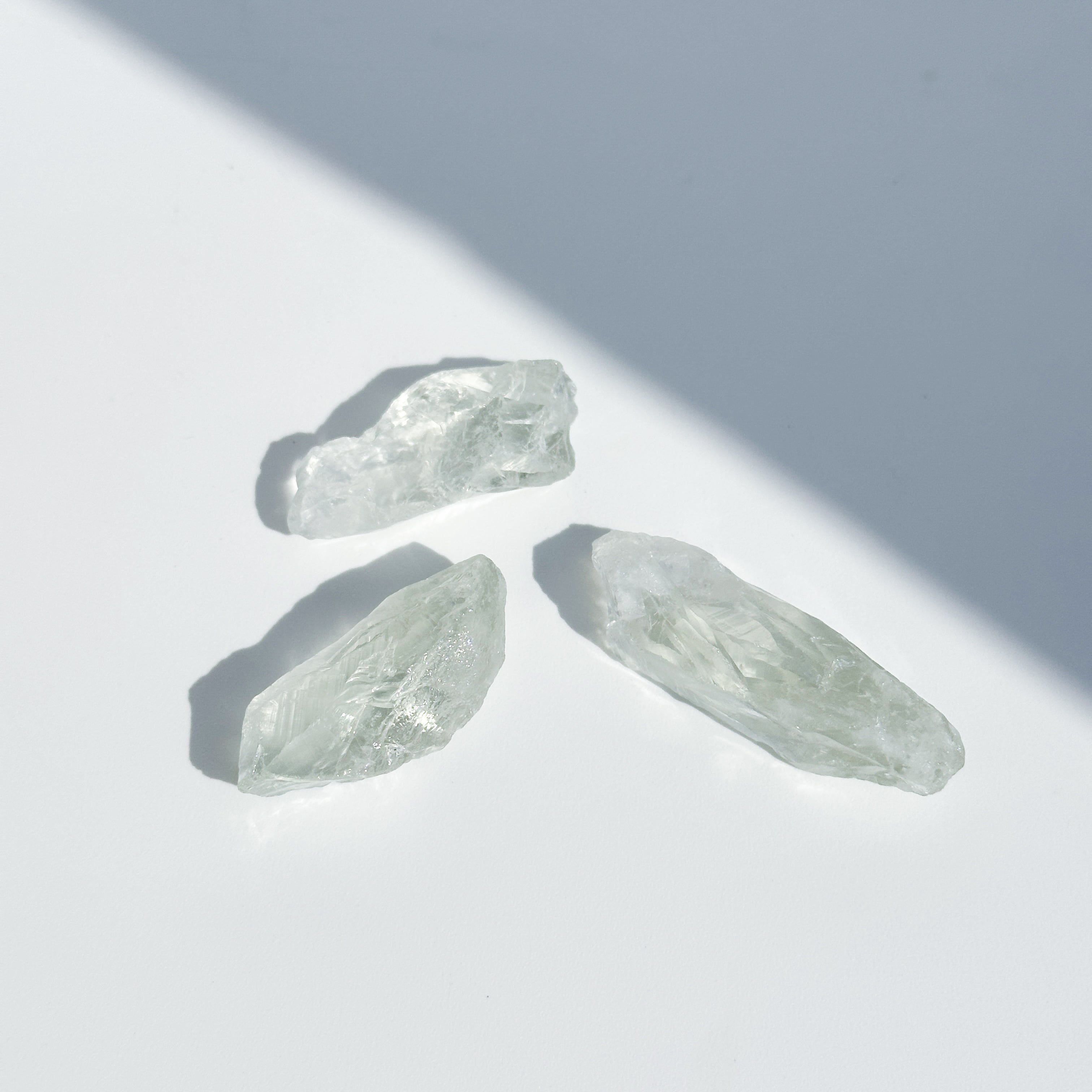 ミナスジェライス産プラジオライト(グリーンアメジスト) 原石 3個set 72◇ Prasiolite ◇天然石・鉱物・パワーストーン