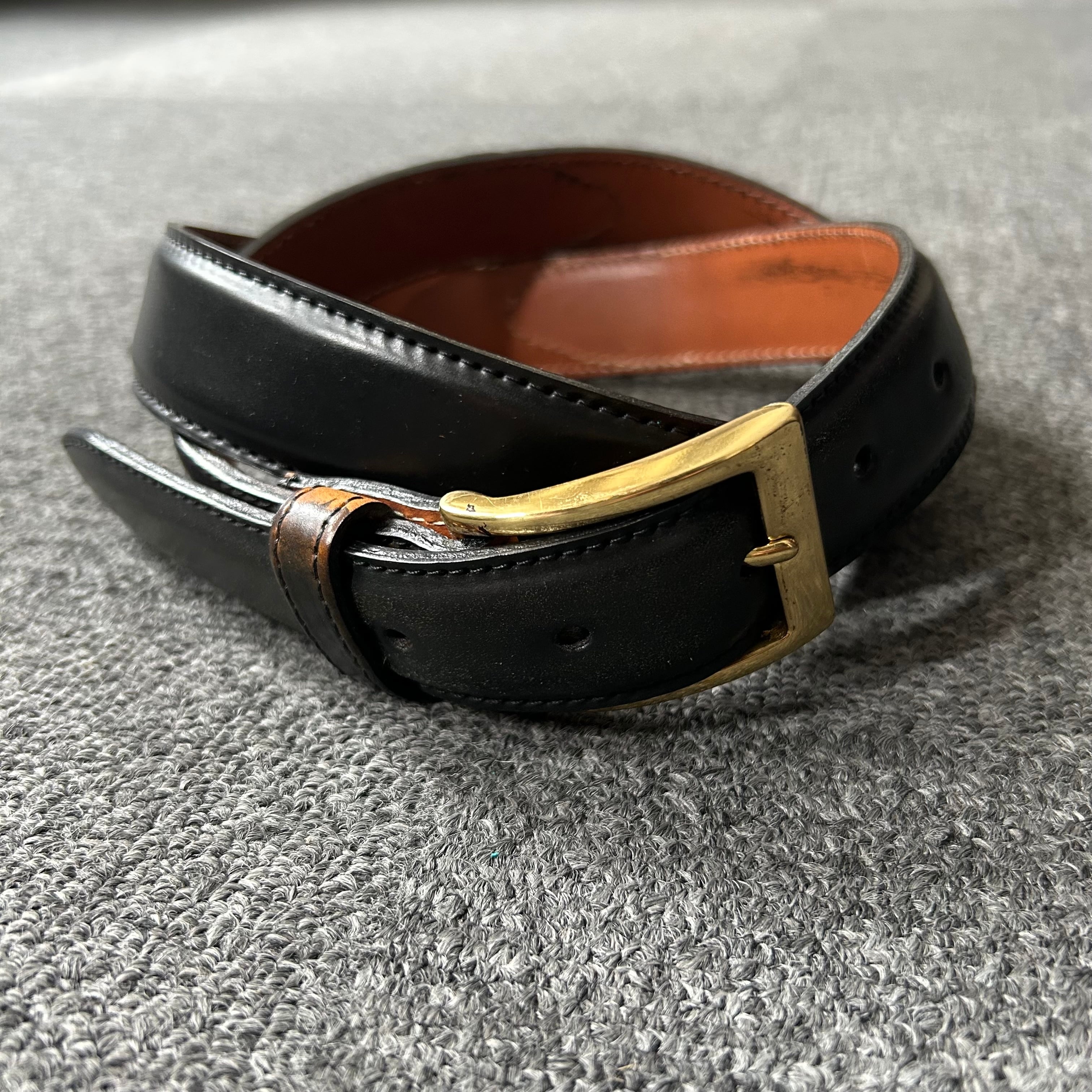 Alden CORDOVAN BELT オールデン コードバンベルト 34/85 Alden Belt with Brass or Nickel Buckle (Black Shell Cordovan