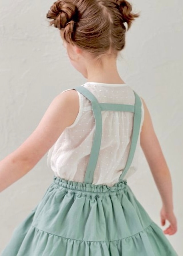 スカラップ切替ノースリーブブラウス〈White〉