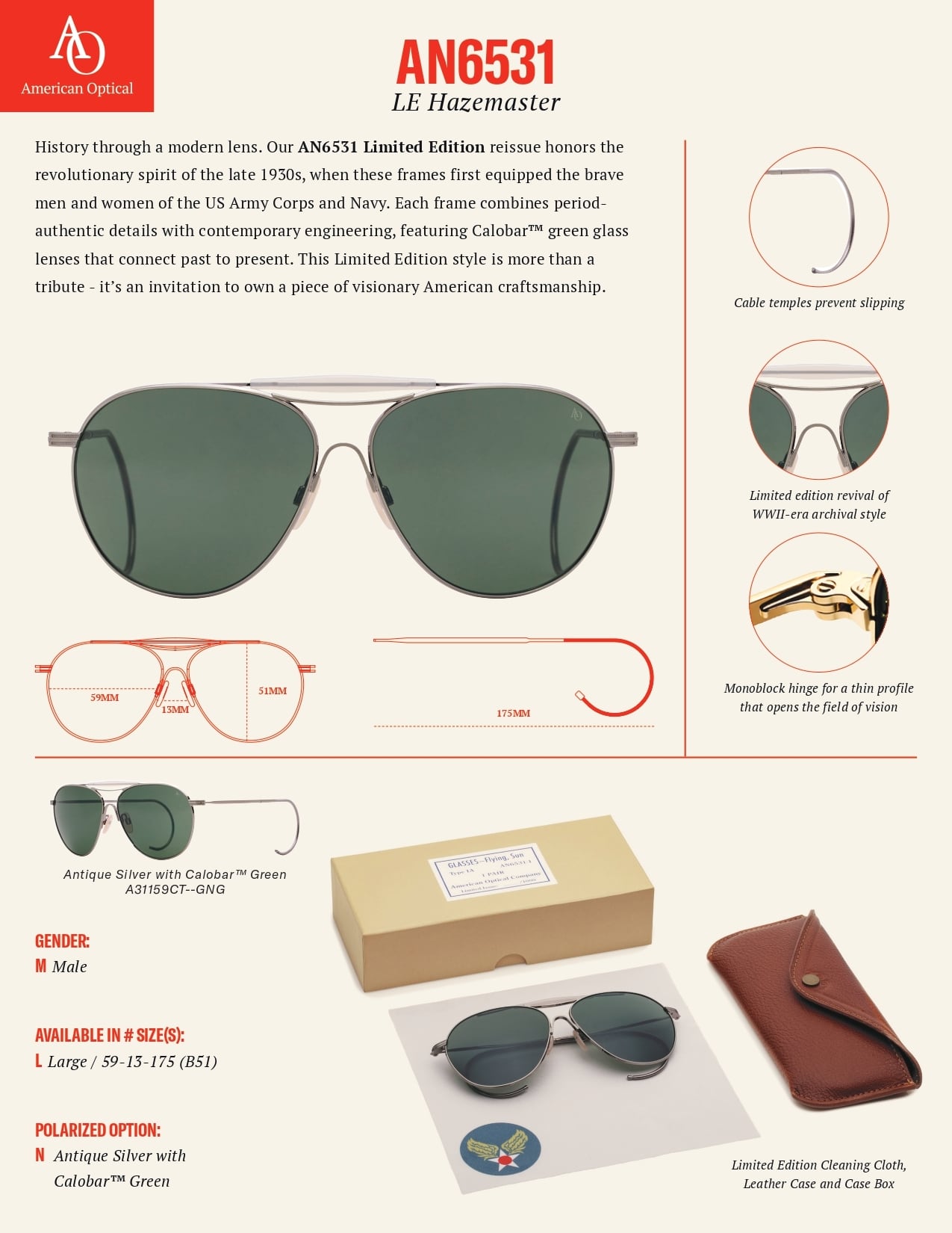 1000本限定モデル】American Optical サングラス AN6531 LE Hazemaster