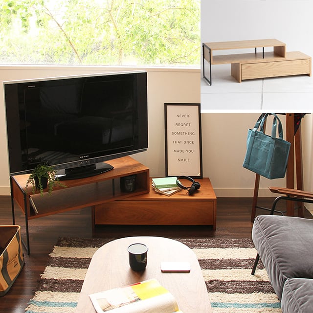 本気でお薦めする伸縮式のテレビボード。ブラウンとナチュラルの二色展開。