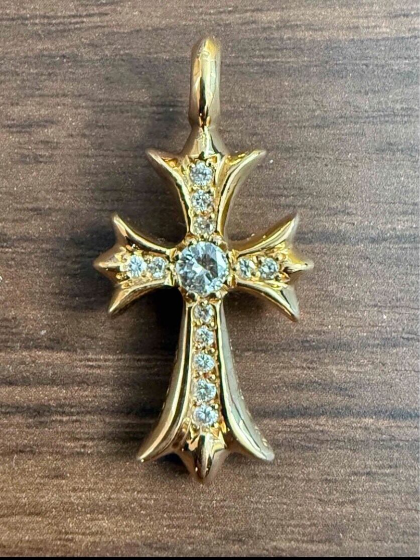 CHROME HEARTS クロムハーツ 22k ダイヤ タイニー CHクロス ネックレストップ チャーム