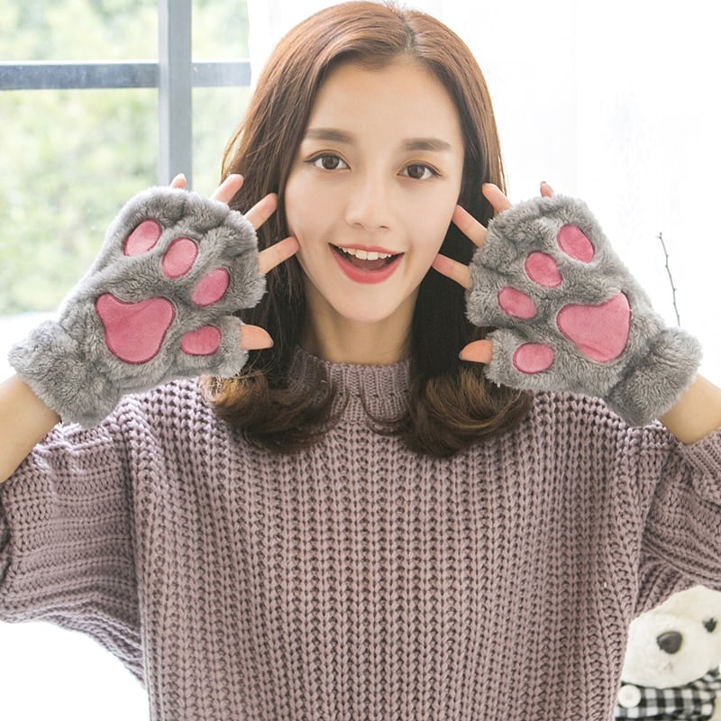 5カラー】 もこもこ 猫の手 肉球 手袋 韓国ファッション レディース