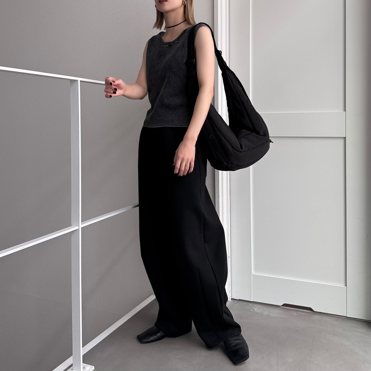 ヴィンテージライクリブtank/チャコール