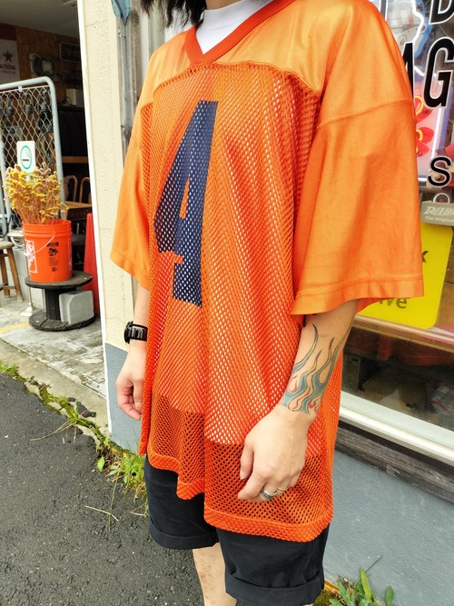 Used ゲームシャツ/CHAMPRO 半袖　メッシュ 3XLサイズ オレンジ メンズ USA古着 ストリート　大きいサイズ