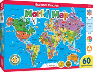 【新着特価】MasterPieces Masterpieces 教育地図 世界 クリエイティブ 子供優先 ママチョイス 賞 ステム製品 60ピース ジグソーパズル 対象年齢5歳以上