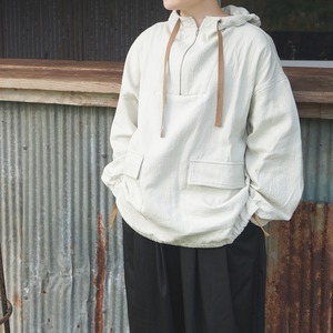 unseul　ウエスタンガーゼハイネックジップフードトップス 　＜サンドベージュ＞