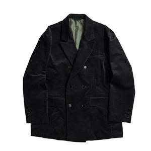 STRETCHED SUCKER CORD W-BREASTED JK / ストレッチサッカーコードWブレストJK(BLACK)