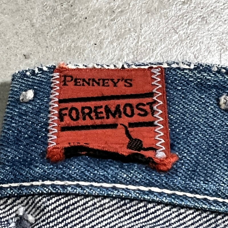 60's FOREMOST フォアモスト 5Pデニムパンツ JCPenny ストアブランド 色落ち良好 片耳 セルヴィッジ ヒゲ リペア有り W32 GRIPPER 希少 ヴィンテージ BA-1770 RM2189H | agito vintage powered by BASE