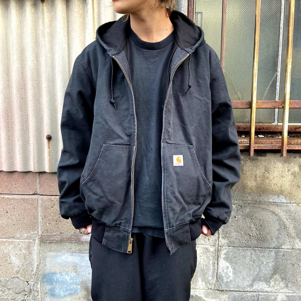 vintage Carhartt USA製 ダック地 デザイン フード パーカー-