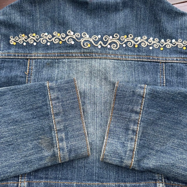 【LADIES】cropped stone denim jacket