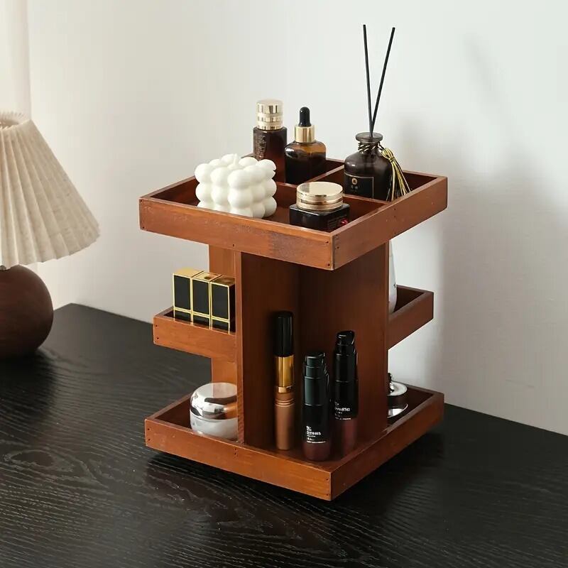 メイクスタンド コスメボックス 回転式 木製 オーガナイザー おしゃれ