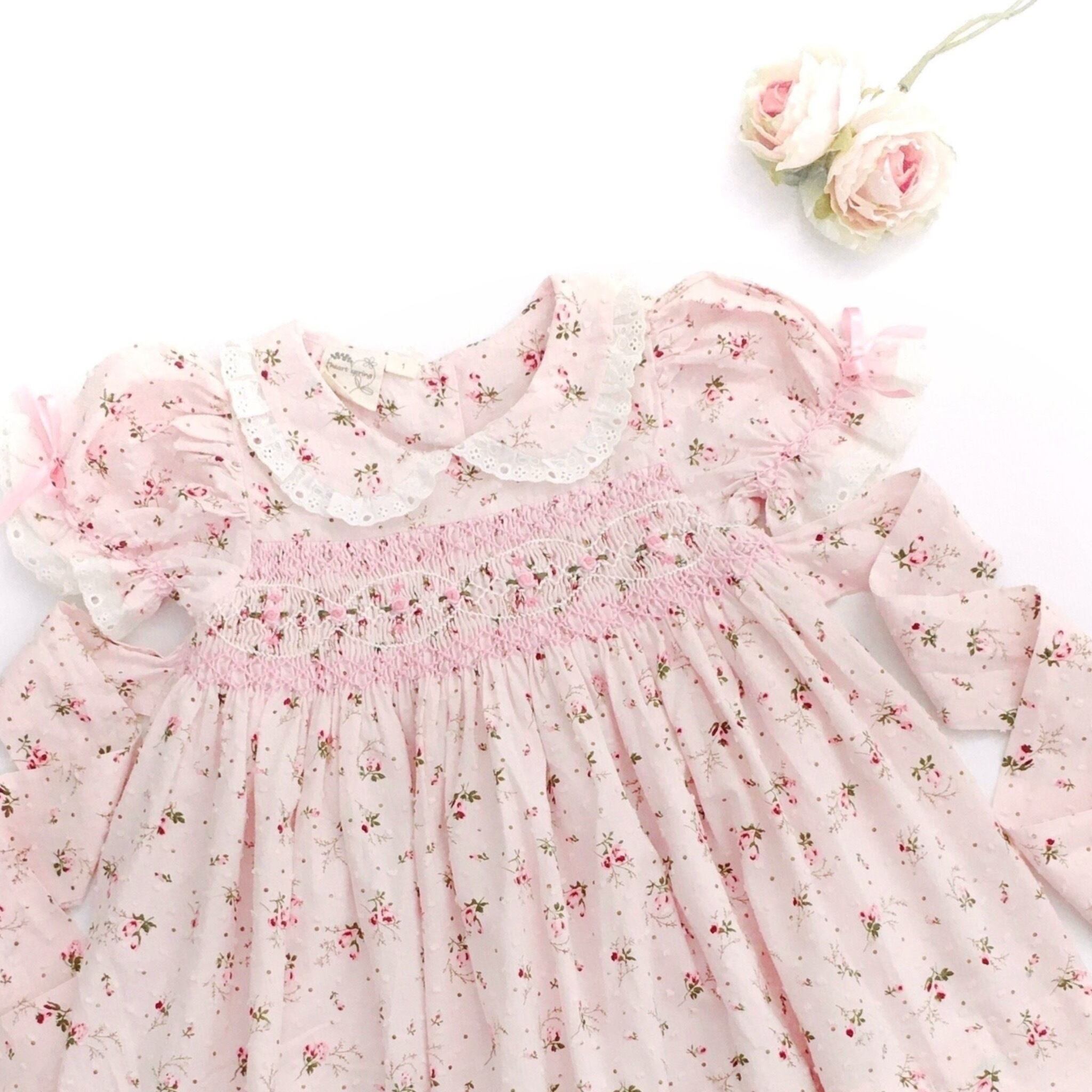 優先配送 セリーヌベビー おまけ付き 90 子供服 ピンク スモッキング