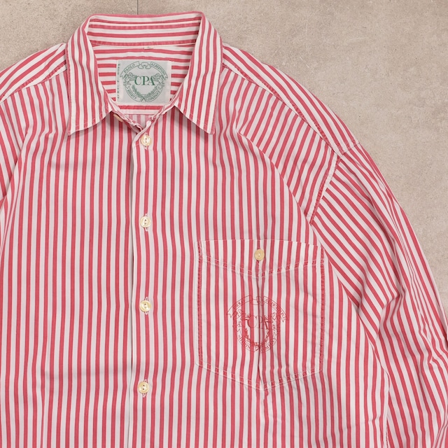 80～90s Italy CPA paolo albertoni stripe shirt
