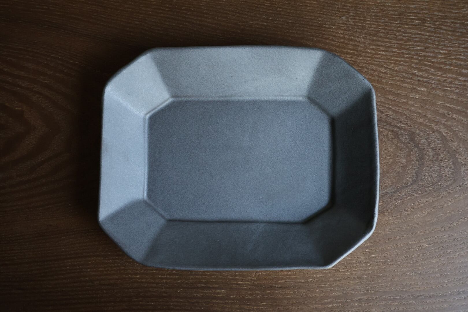 益子焼 わかさま陶芸 やさしい器 八角皿（小）ブロンズ黒マット