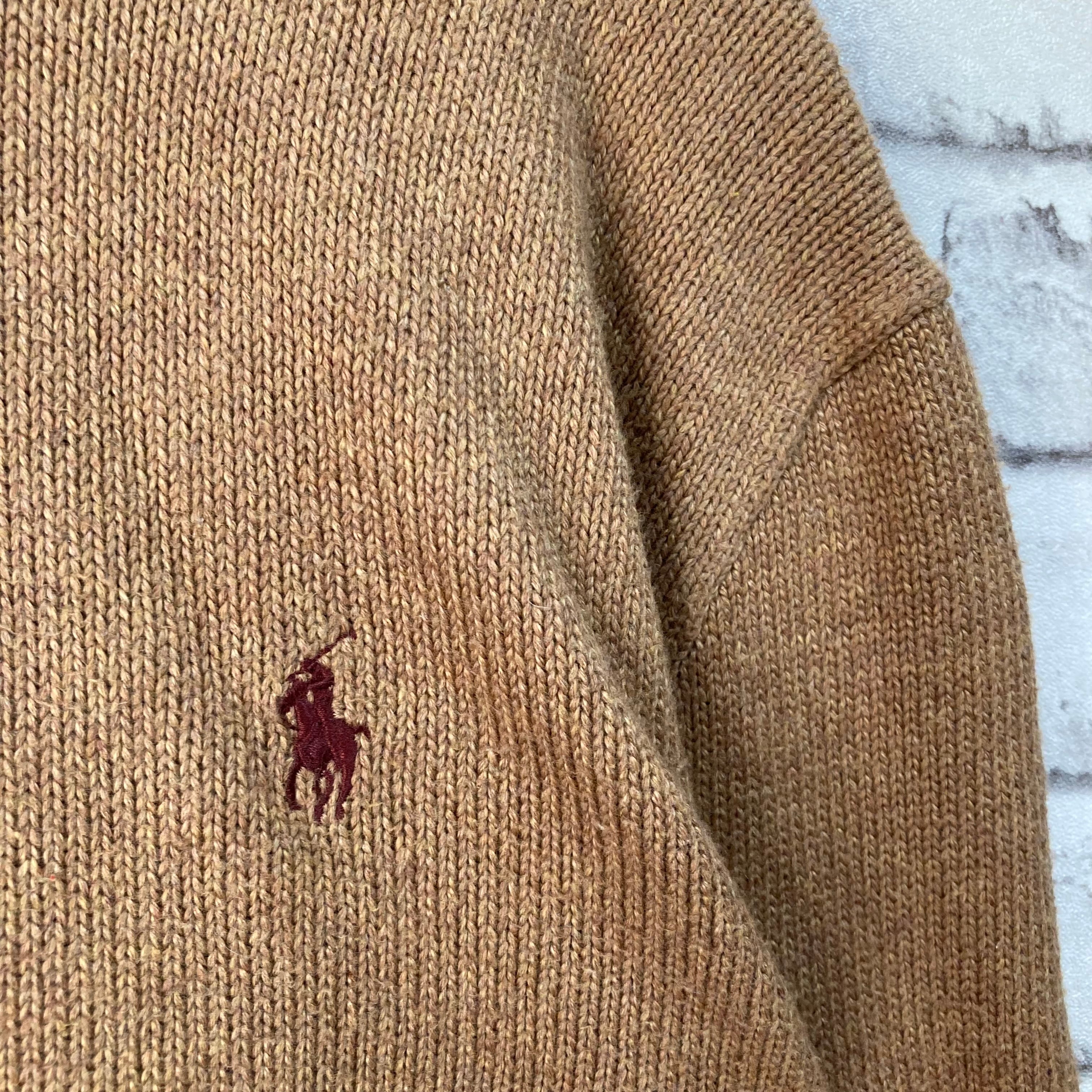 ワンピースの通販 POLO RALPH LAUREN セーター ベージュ 刺繍ロゴ 光沢