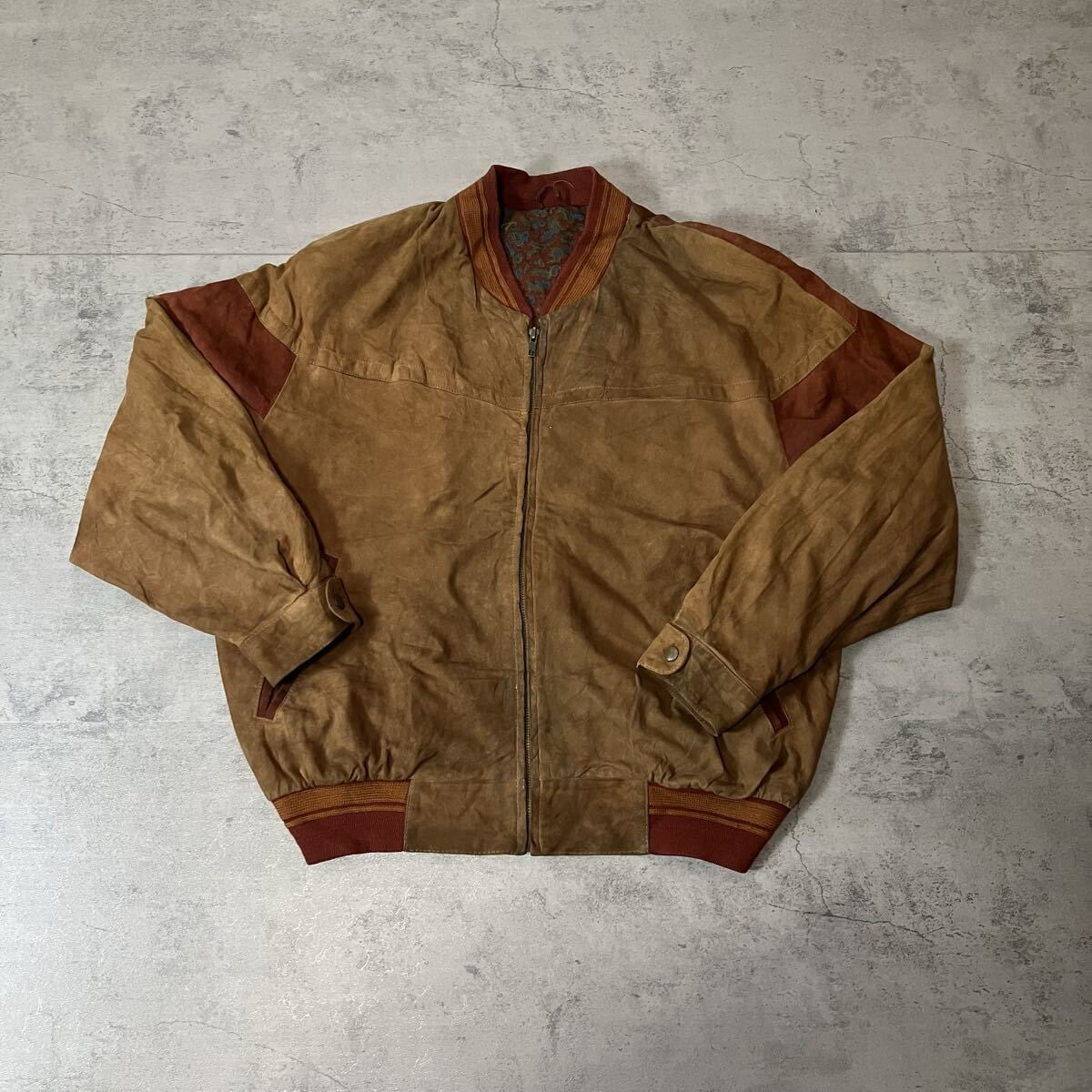 80s EURO VINTAGE 本革 レザーブルゾン レザージャケット ブラウン 短