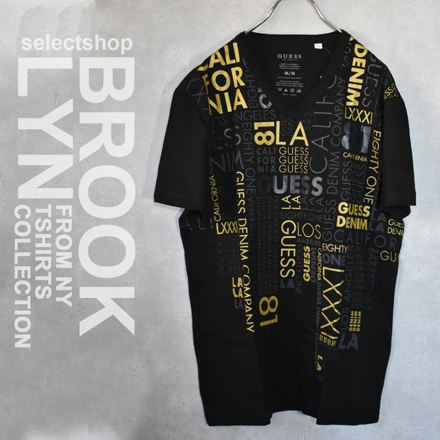 NY直輸入【guess design print Vneck Tshirts】