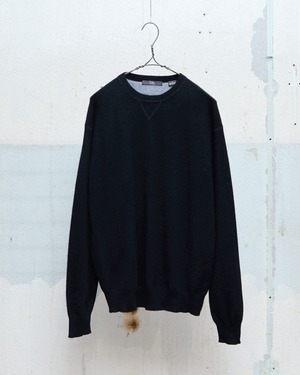 100% cashmere crew neck knitted sweater / BLACK