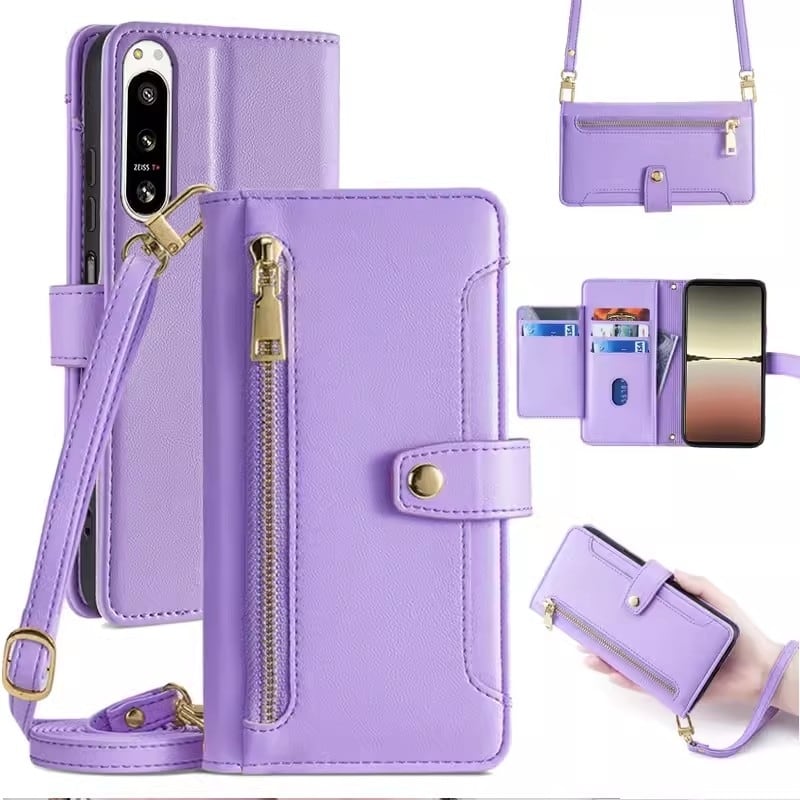 ソニー エクスペリア 10 V ケース 6.1インチ 本革 ショルダーチェーン