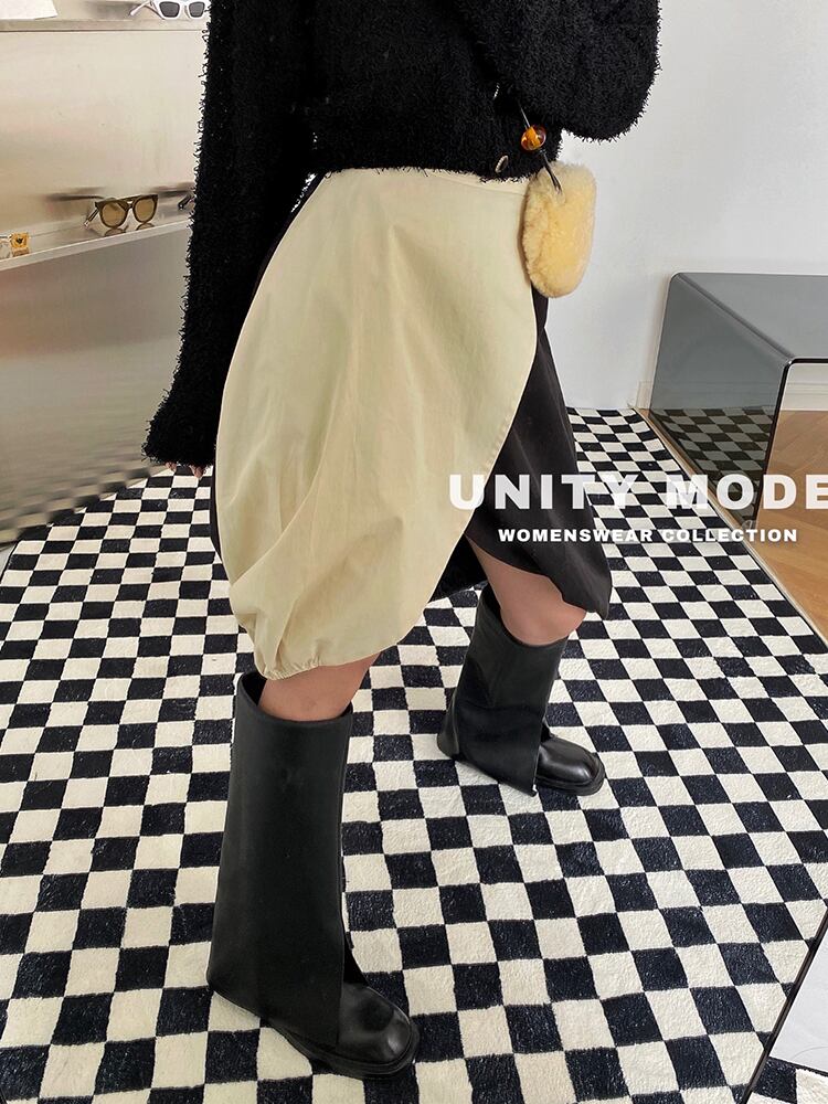 カラーオータムハイウェストAライン コットン 秋物 スカート ビッグFスモールZ韓国54081061997