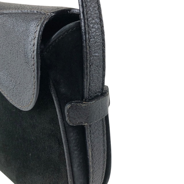 GUCCI グッチ ショルダーバッグ ブラック ホースビット サドル スエード ミニバッグ wevswd