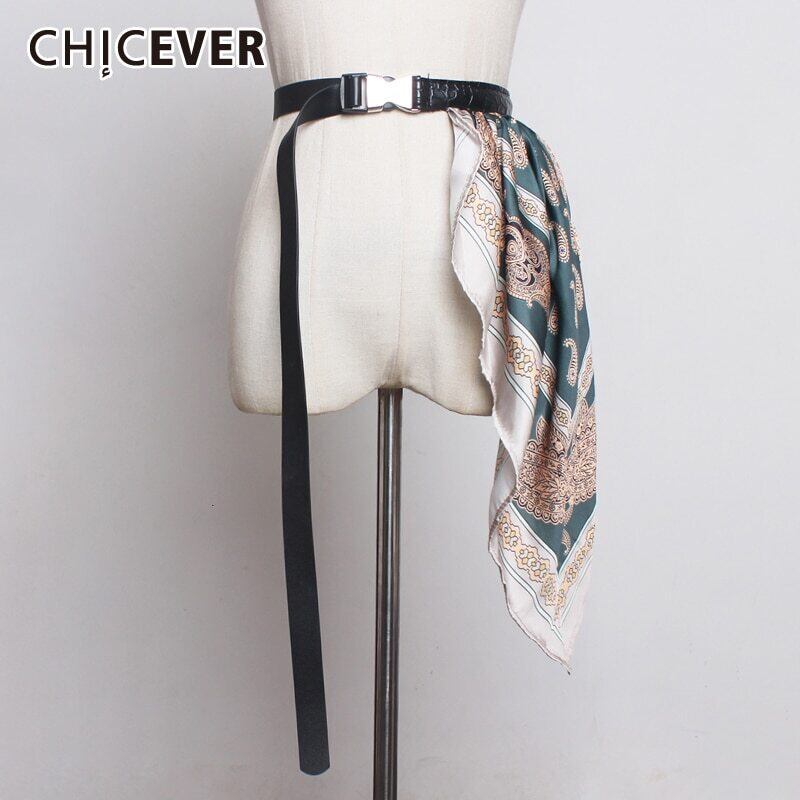 CHICEVERヴィンテージパッチワークスカーフプリントヒットカラーレディースベルトメタルアジャスタブルアクセサリーPUレザーベルト2020 ハーネス ビンテージ 6base568902924852