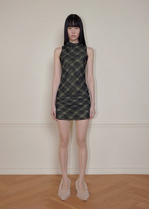 [BOHEMSEO] HALF NECK MINI DRESS, CHECK 正規品 韓国ブランド 韓国通販 韓国代行 韓国ファッション BOHEMIAN SEOUL ボヘミアンソウル 日本 店舗