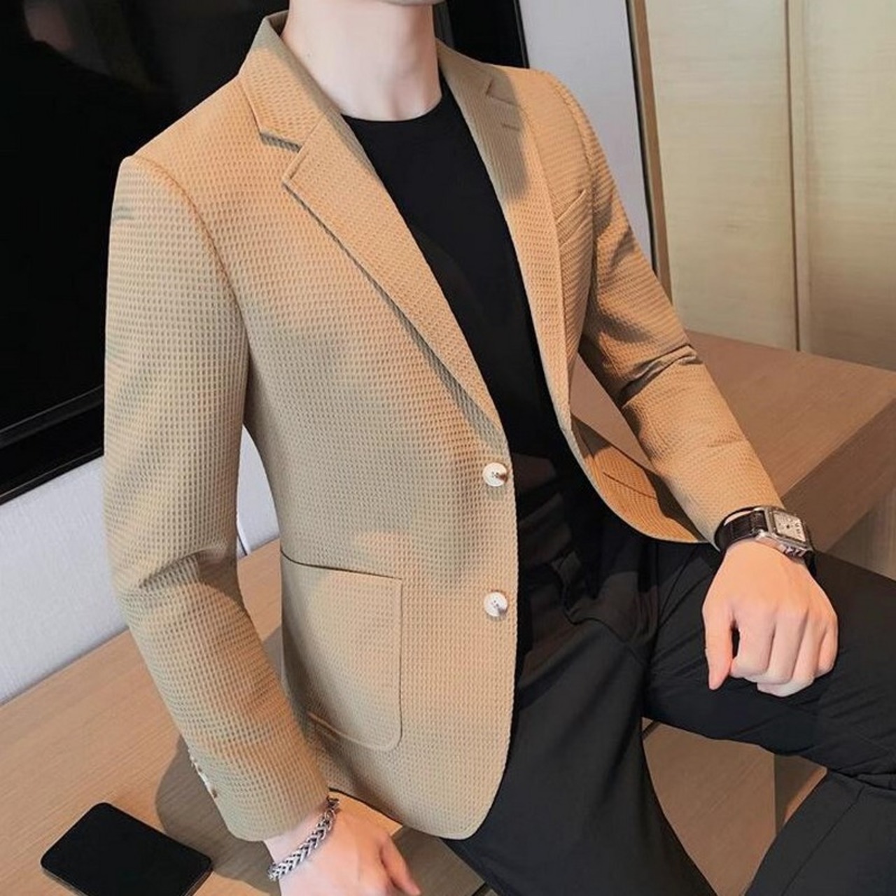 waffle casual suit jacket 00242