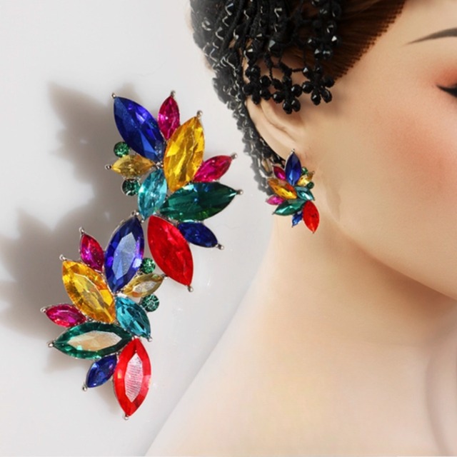 マーキス ラインストーン ダンスピアス イヤリング 4col　D00439