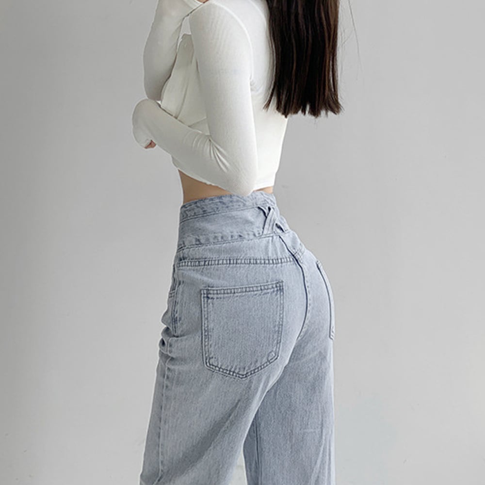 デニム パンツ レディース 韓国 ストレート ジーンズ 大人 カジュアル おしゃれ ストリート ハイウエスト シンプル 大人可愛い 大人女子