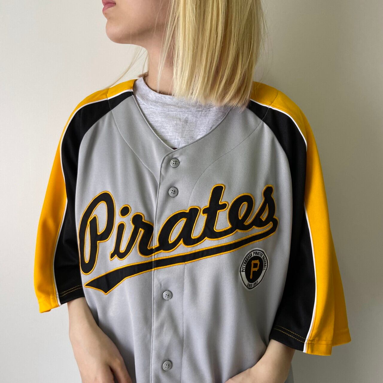 GENUINE MERCHANDISE MLB PITTSBURGH PIRATE ピッツバーグパイレーツ ゲームシャツ ベースボールシャツ メンズXXL /eaa321757