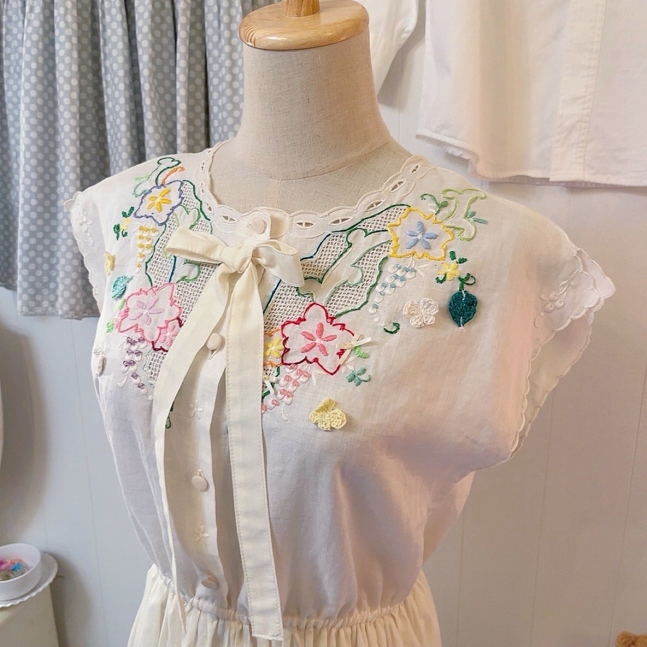 remake / flower embroidery one-piece