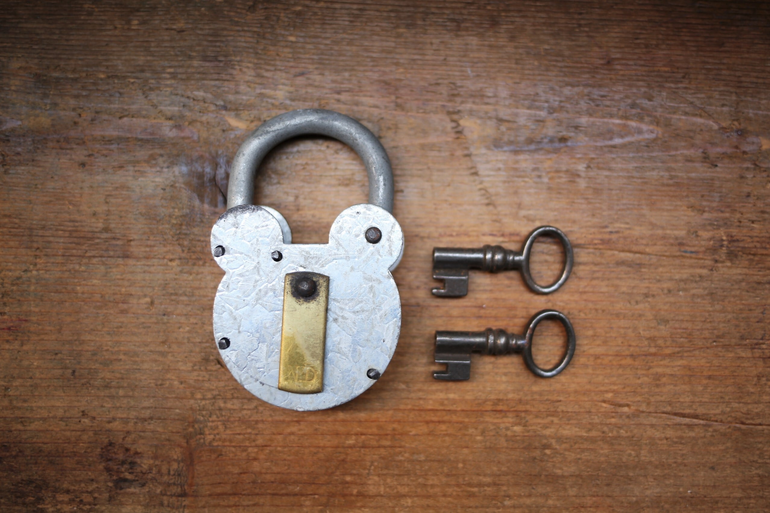 フランス アンティーク ヴィンテージ クマ型 南京錠 パドロック(大)鍵2本付き N-01529g