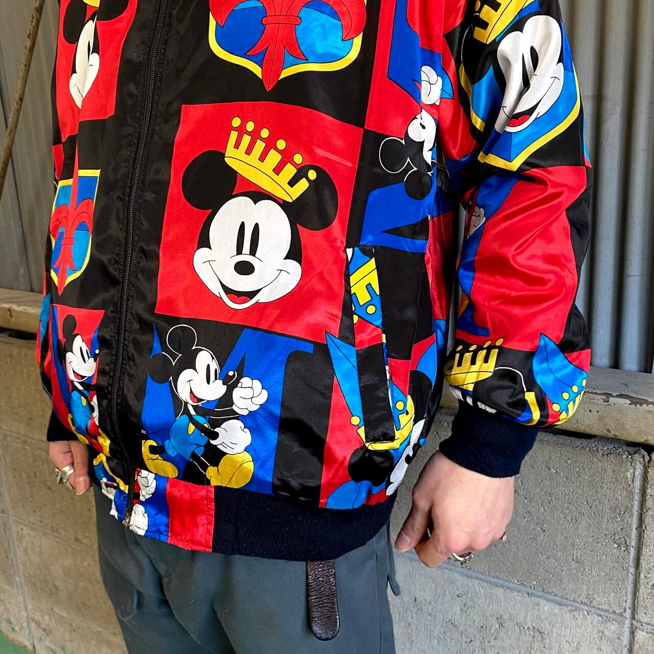 90S VINTAGE DISNEY ミッキーマウス 総柄ナイロン ジャケット