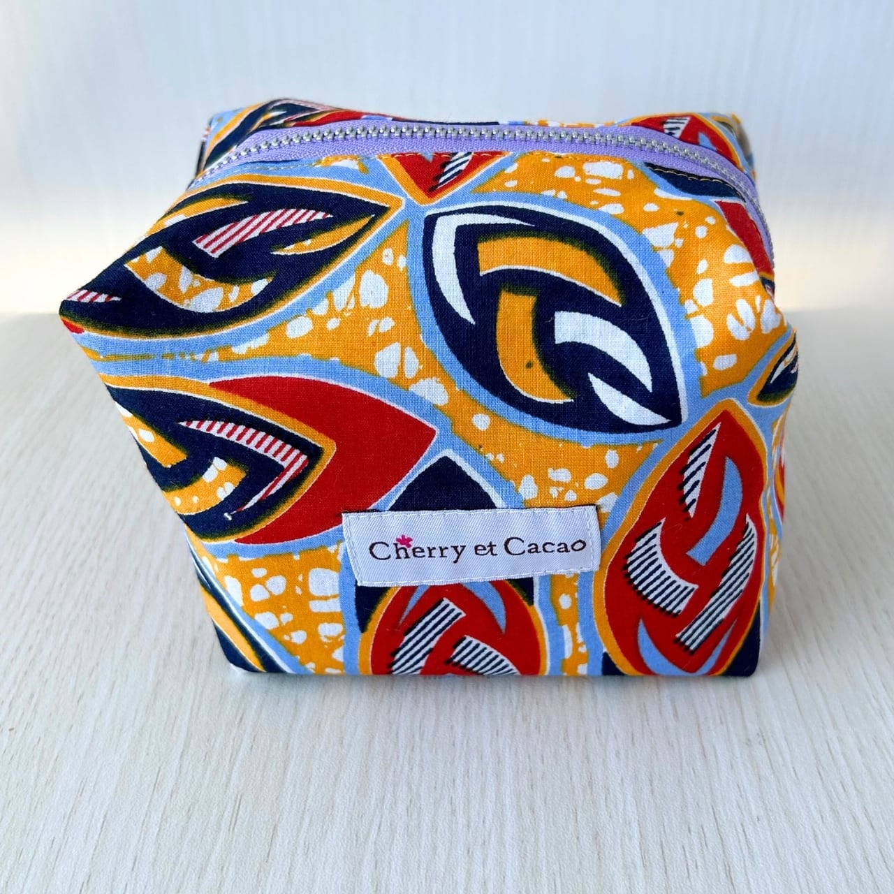 キャラメルポーチ リーフA（日本縫製）｜サイコロポーチ 化粧ポーチ