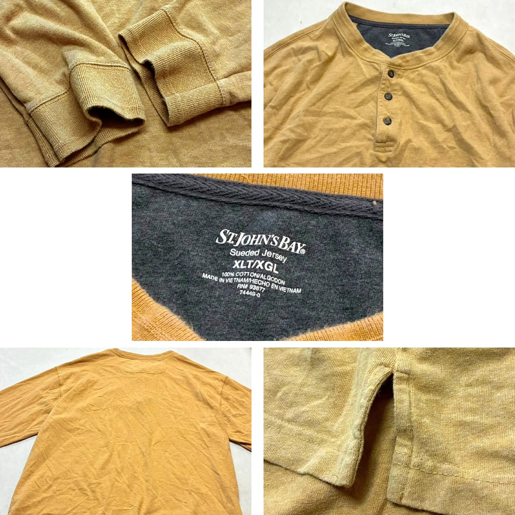 90s ST JOHN'S BAY VINTAGE USA製 ヘンリーネック 1点物◇セントジョンズベイSJBヘンリーネック長袖ロンTシャツ古着